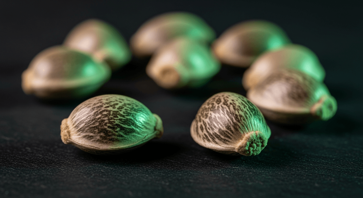 Premium Cannabis Samen – Makro-Fotografie